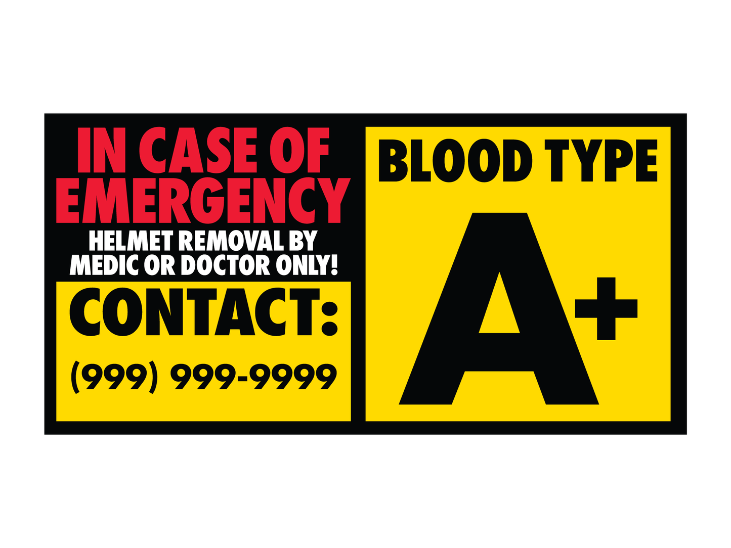 Blood Type Helmet Safety Sticker