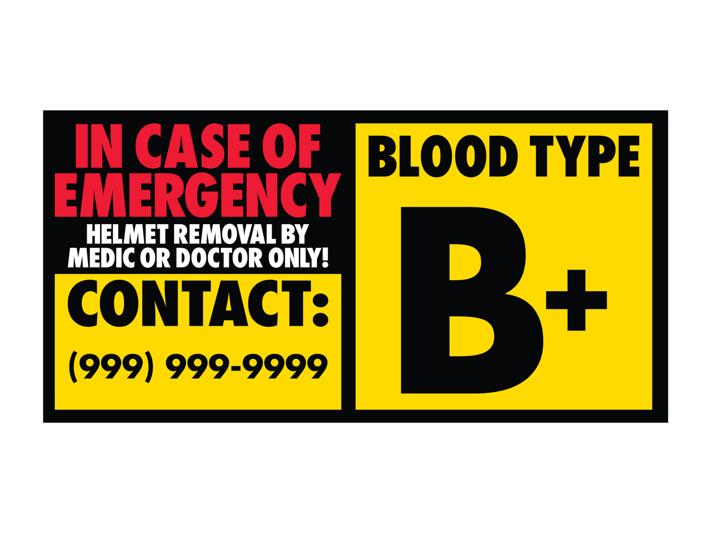 Blood Type Helmet Safety Sticker