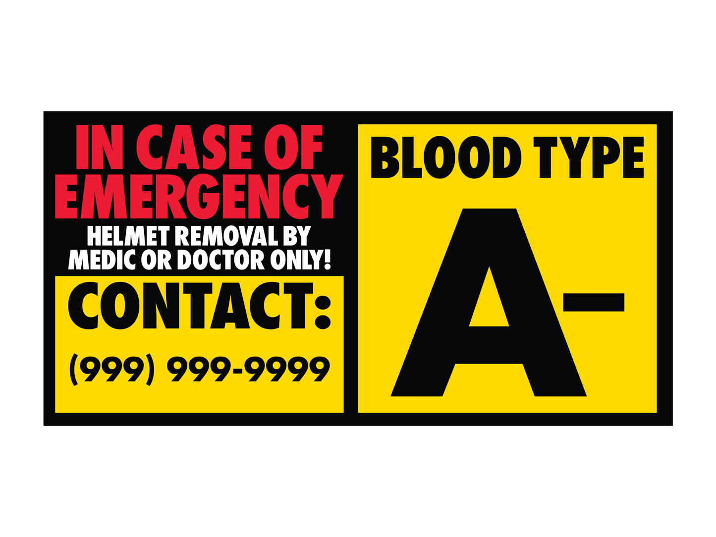 Blood Type Helmet Safety Sticker