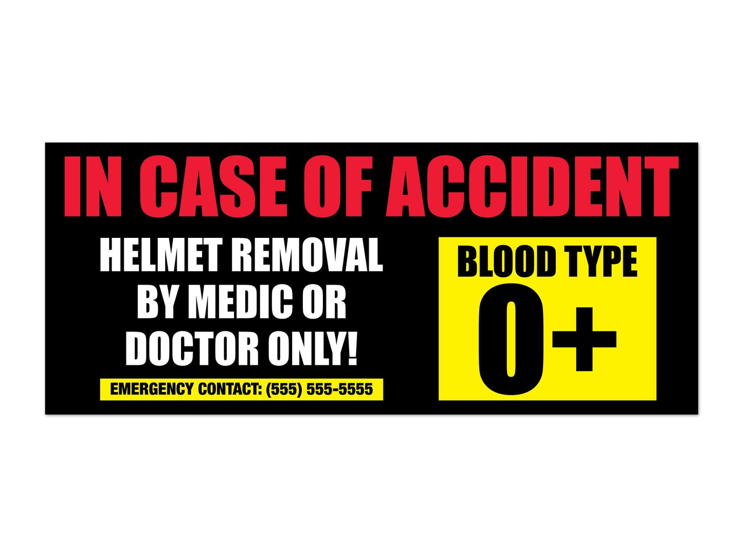 Blood Type Helmet Safety Sticker
