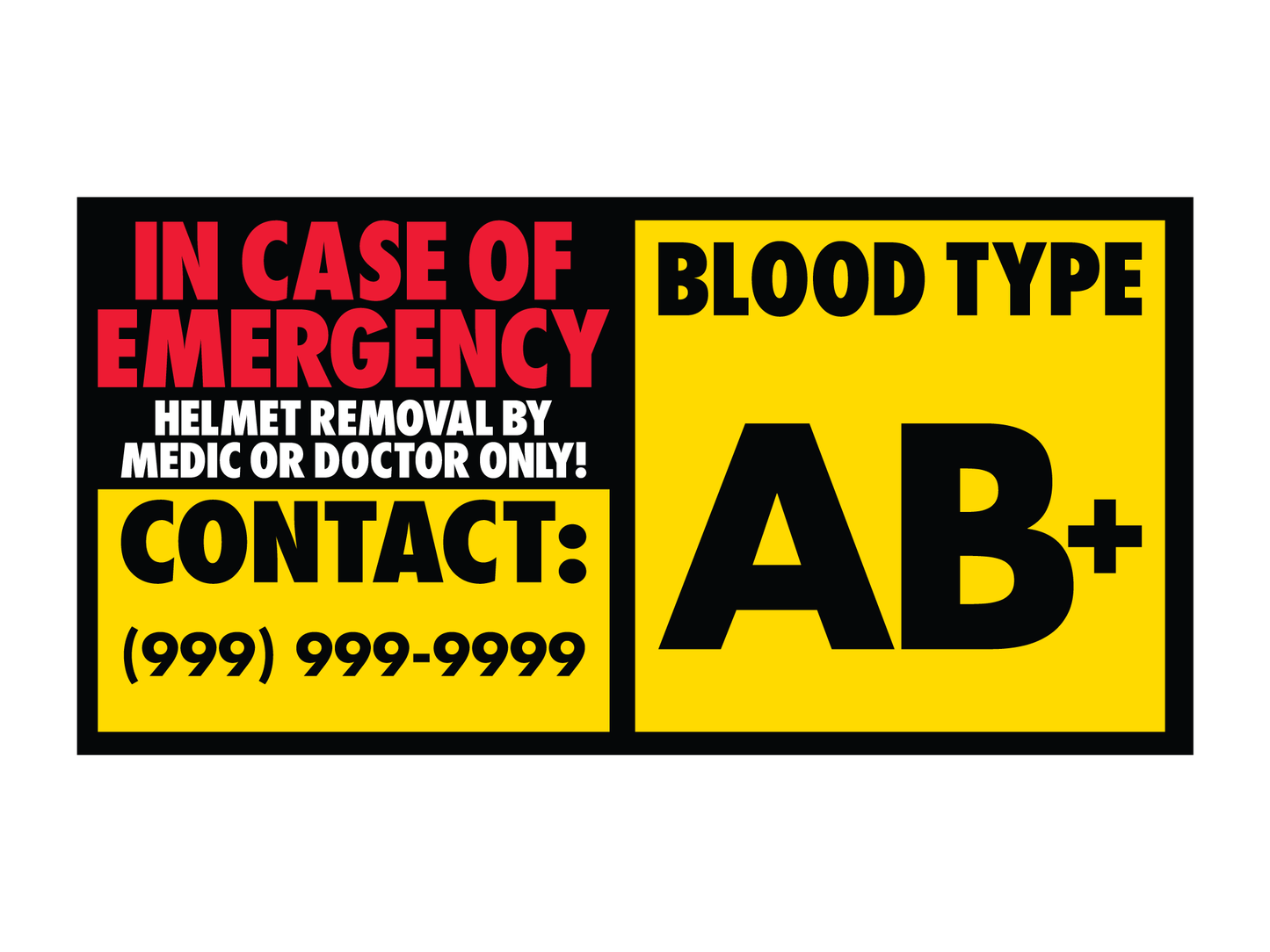 Blood Type Helmet Safety Sticker