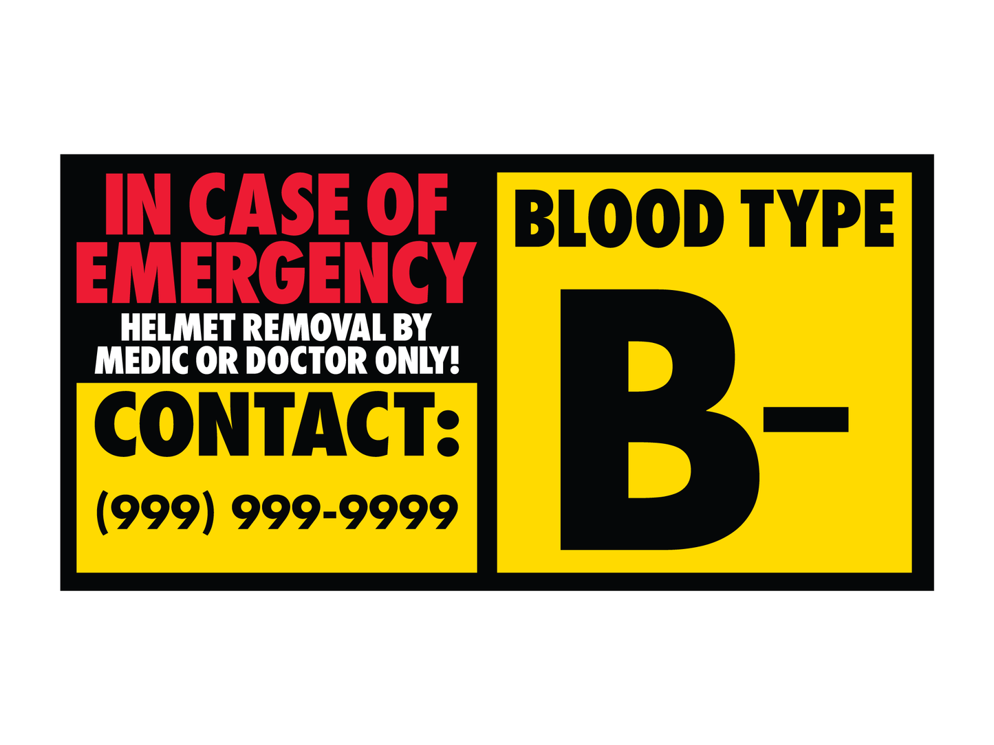 Blood Type Helmet Safety Sticker