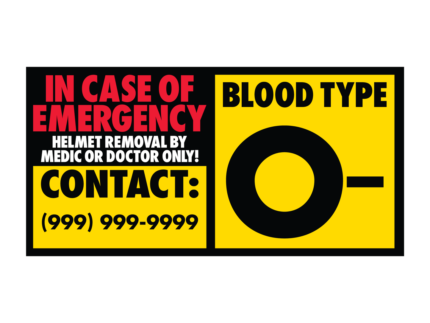 Blood Type Helmet Safety Sticker